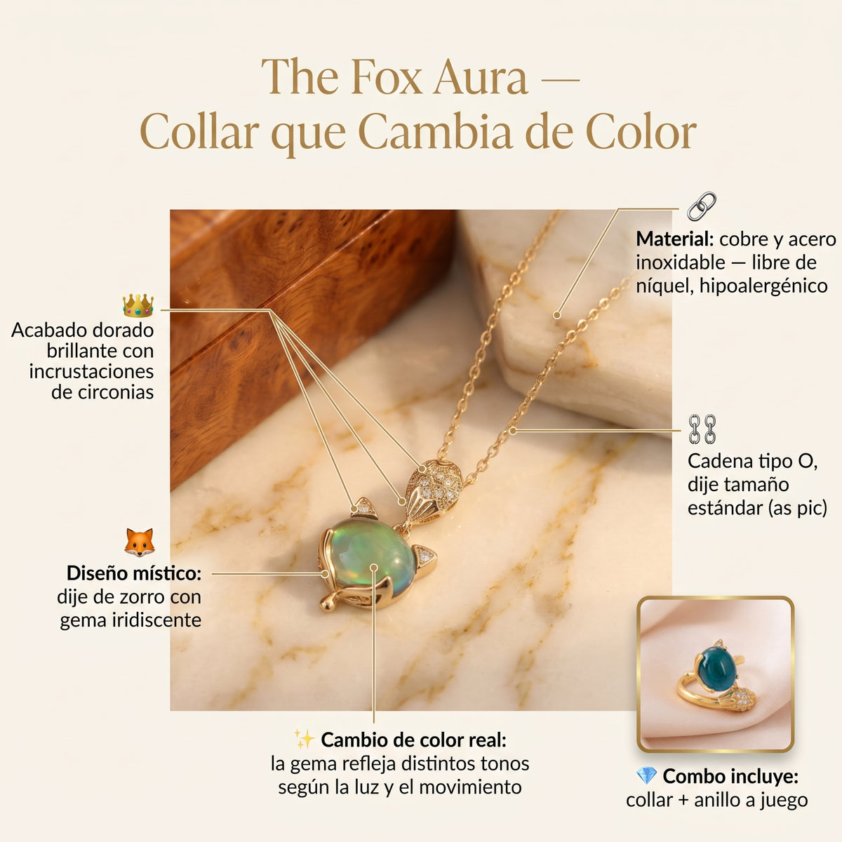 The fox - Collar con colgante de zorro